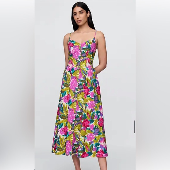 Dresses & Skirts - Floral Multicolor Midi Dress XL